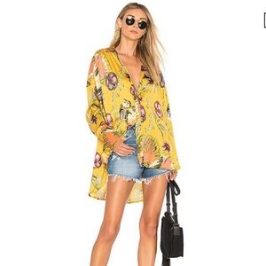 Free People Silky Nights floral button down blouse